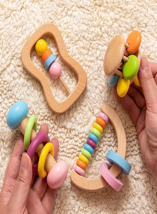 CURVEAR Wooden Baby Rattle Toys 100% Non Toxic Wooden Toys Soft & Safe Sensory Toys for Newborns & Infants BPA-Free, Easy to Hold, Developmental Teething Toys Handcrafted Baby Toys for 0 to 6 Month. - Image 5